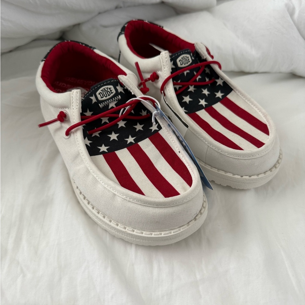 Hey Dude Kids' Stars and Stripes Sneakers - Red, White, and Black